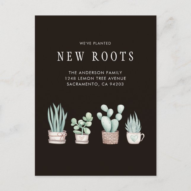Carte Postale Faire-part Aquarelle Cactus Nous avons planté de nouvelles ra (Devant)