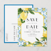 Aquarelle Citron et Carreau Marocain Save the Date