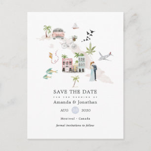 Carte Postale Faire-part Aquarelle Cuba Destination Mariage Enregistrer la 