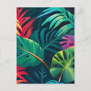 Carte Postale Faire-part Aquarelle de feuillage tropical Paradis