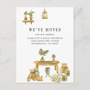 Carte Postale Faire-part Aquarelle Décor maison Nous avons déménagé