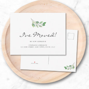 Carte Postale Faire-part Aquarelle Feuilles que j'ai déplacée