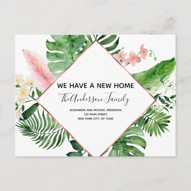 Carte Postale Faire-part Aquarelle florale tropicale mobile (Devant)