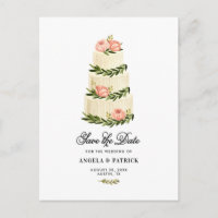 Aquarelle Gâteau Rustique Tirée Enregistrer La Dat