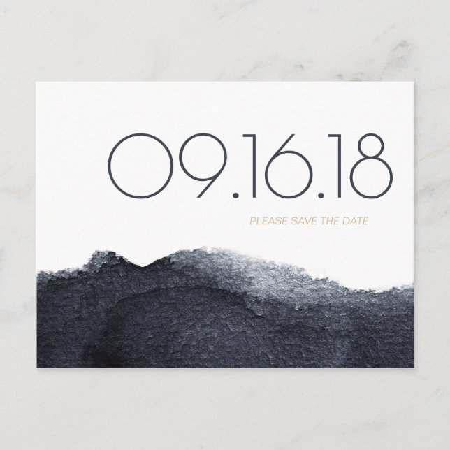 Carte Postale Faire-part Aquarelle indigo moderne simple save the date (Devant)