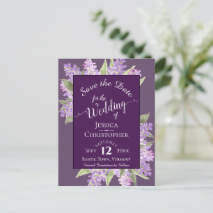 Carte Postale Faire-part Aquarelle Lilacs Mariage Enregistrer la date Purpl