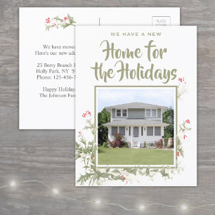 Carte Postale Faire-part Aquarelle moderne Holly Changement d'adresse Holid