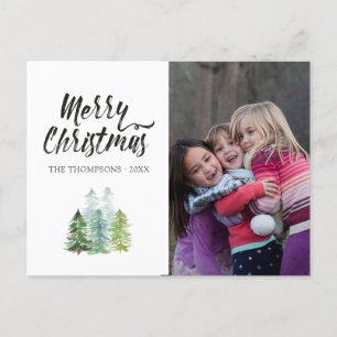 Carte Postale Faire-part Aquarelle Pine Arbres de Noël Photo