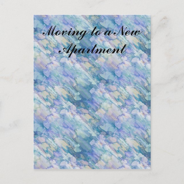 Carte Postale Faire-part Aquarelle Retro Blue Appartement Changement d'adre (Devant)