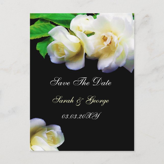 Carte Postale Faire-part aquarelle romantique rose blanche enregistrer la d (Devant)