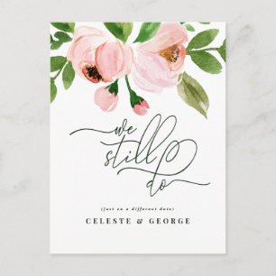 Carte Postale Faire-part Aquarelle rose floral modifier la date mariage