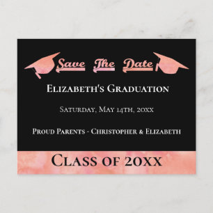 Carte Postale Faire-part Aquarelle rose moderne Graduation Enregistrer La D