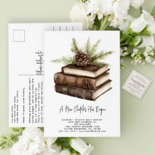 Carte Postale Faire-part Aquarelle Rustique Pin Un Nouveau Chapitre a Comme