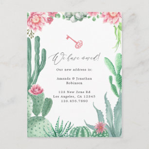 Carte Postale Faire-part Aquarelle Succulentes Nouvelle Adresse