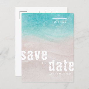Carte Postale Faire-part Aquarelle Tropical Beach Wedding