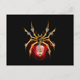 Carte Postale Faire-part Araignée steampunk sur fond noir