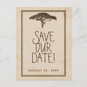 Carte Postale Faire-part Arbre Acacia Safari Africain Vintage Save The Date
