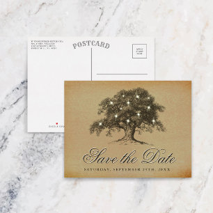 Carte Postale Faire-part Arbre de chêne ancien vintage mariage save the dat