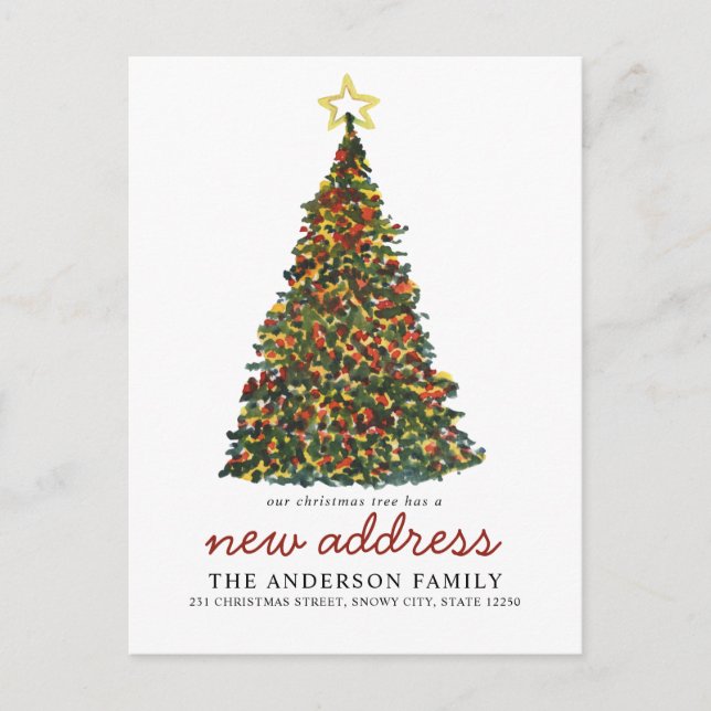 Carte Postale Faire-part Arbre de Noël moderne Nouvelle adresse Holiday Mov (Devant)