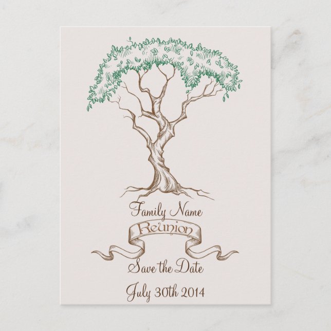 Carte Postale Faire-part Arbre de réunion de famille, Sauvegarder la date (Devant)