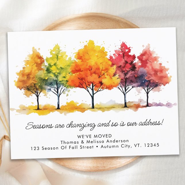 Carte Postale Faire-part Arbres d'automne Nouvelle Adresse Nous avons démén (Créateur téléchargé)