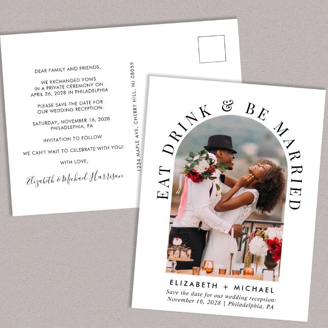 Carte Postale Faire-part Arc Design Photo Mariage Réception Enregistrer La  (Créateur téléchargé)