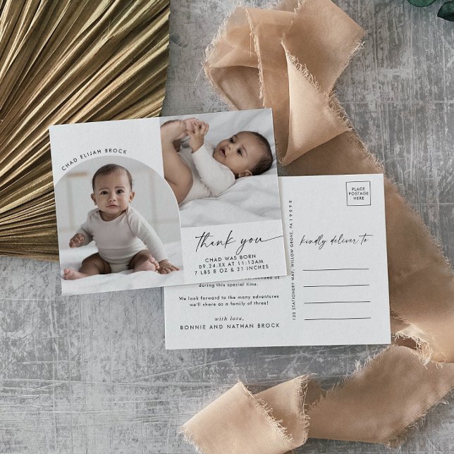 Carte Postale Faire-part Arche Bohème Moderne 2 Photo Naissance Merci (Créateur téléchargé)