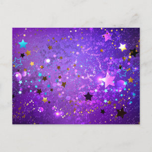 Carte Postale Faire-part Arrière - plan de feuille violet avec étoiles