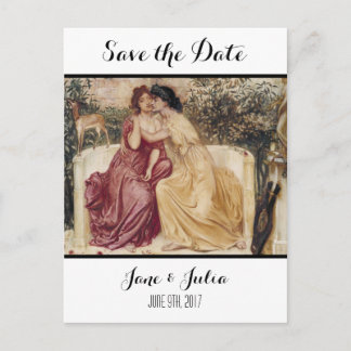 Carte Postale Faire-part Art classique Sauvez la date (deux femmes)