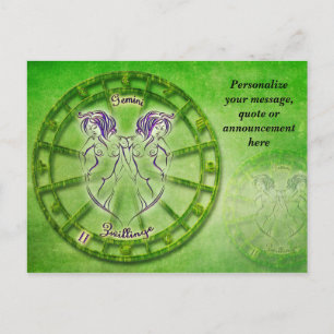 Carte Postale Faire-part Astrologie Gemini Horoscope Personnaliser le messa
