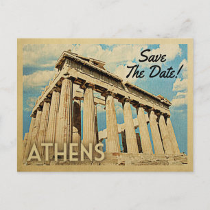 Carte Postale Faire-part Athènes Sauvegarder la date Grèce
