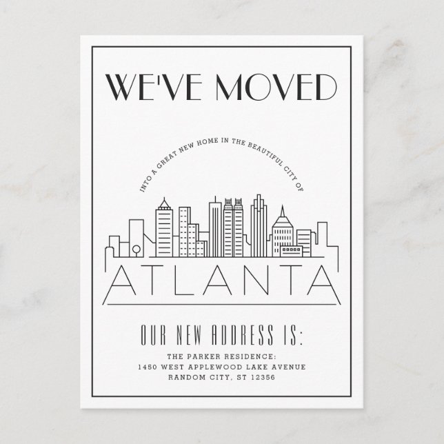 Carte Postale Faire-part  Atlanta | Ville Déco moderne | Changement d'adres (Devant)