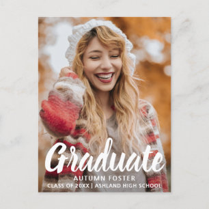 Carte Postale Faire-part Audacieuse Typographie Photo Moderne Graduation