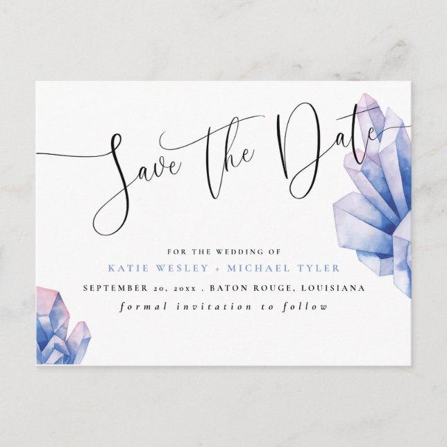 Carte Postale Faire-part Aura Crystal Amethyst Enregistrer la date (Devant)