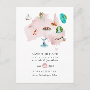 Carte Postale Faire-part Australie Destination Wedding Enregistrer la date