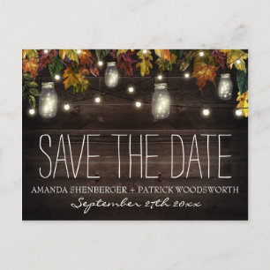 Carte Postale Faire-part Automne Firefly Mason Jar Mariage Enregistrer les