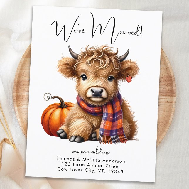 Carte Postale Faire-part Automne Nous avons déménagé Highland Cow Nouvelle  (Créateur téléchargé)