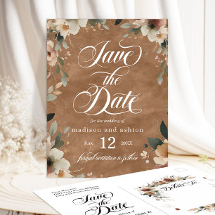 Carte Postale Faire-part Automne Terracotta Cottagecore Mariage Enregistrer