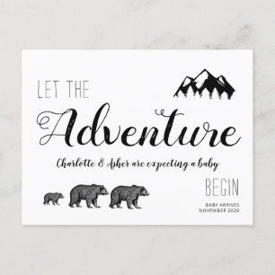 Carte Postale Faire-part Aventure Rustique Marche Bois Ours Grossesse