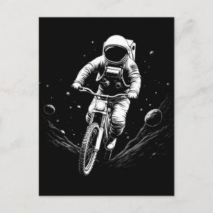 Carte Postale Faire-part Aventure spatiale de vélo astronaute cosmique