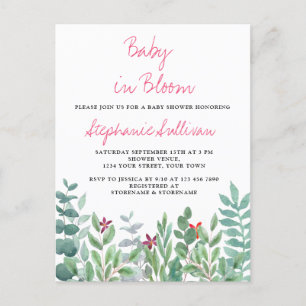 Carte Postale Faire-part Baby in Bloom Eucalyptus Baby shower vert