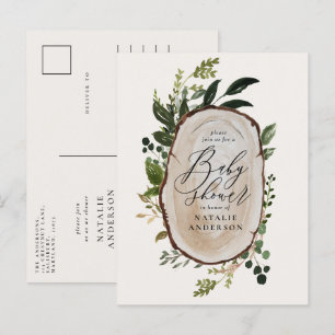 Carte Postale Faire-part baby shower de script botanique de ferme russe