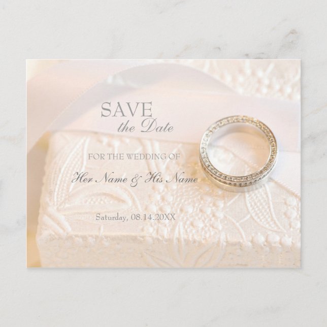 Carte Postale Faire-part Bague de diamants mariages Enregistrer la date Inv (Devant)