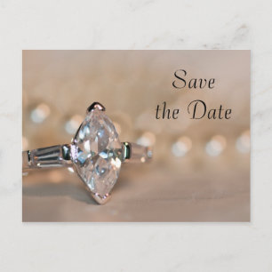 Carte Postale Faire-part Bague de fiançailles en diamant Marquise Mariage S