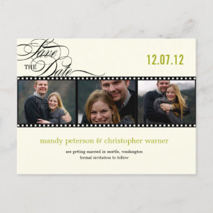 Carte Postale Faire-part Bande Film Photo Enregistrer La Date