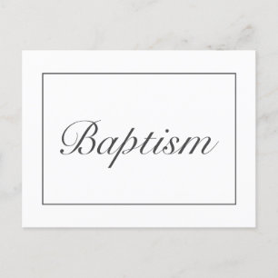 Carte Postale Faire-part Baptême de bébé blanc minimaliste moderne