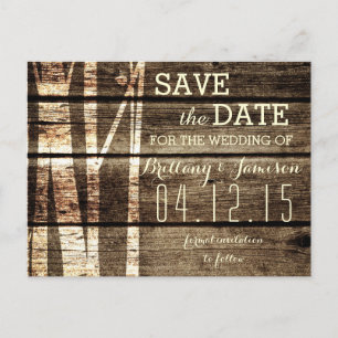 Carte Postale Faire-part Barne rustique Bois bouleau Arbres hiver Enregistr