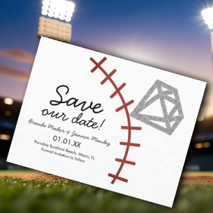 Carte Postale Faire-part Baseball Homerun Diamant Gemme  Save The Date