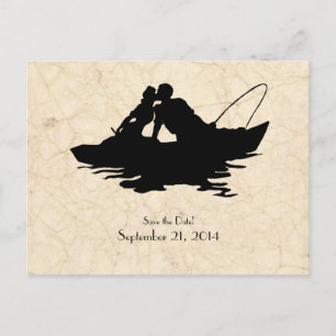 Carte Postale Faire-part Bateau pêcheurs vintages Économisez la date