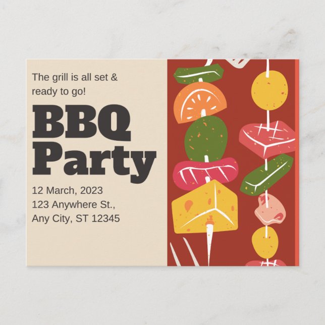 CARTE POSTALE FAIRE-PART BBQ (Devant)